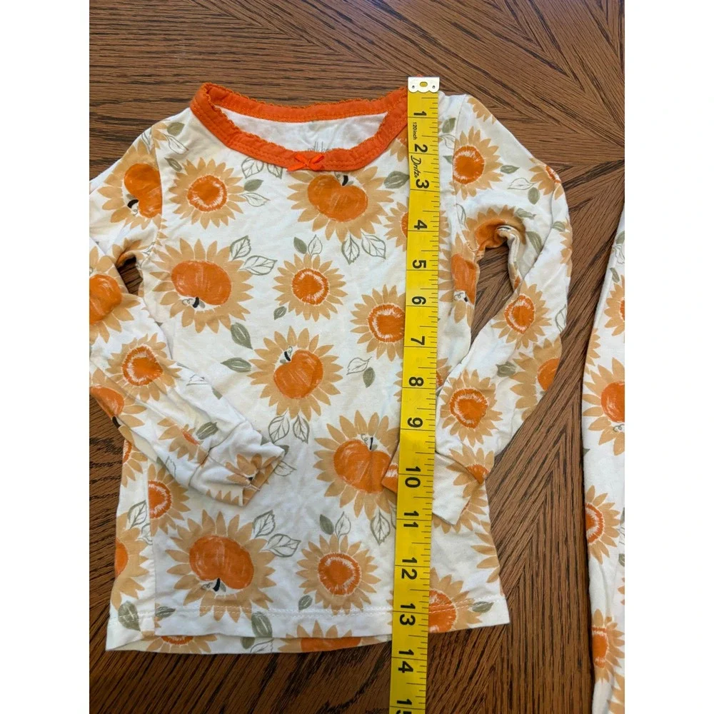 Milkberry‎ Pajamas Kids 18M Orange Pumpkin Sunflower Fall Sleepwear Set Snug Fit